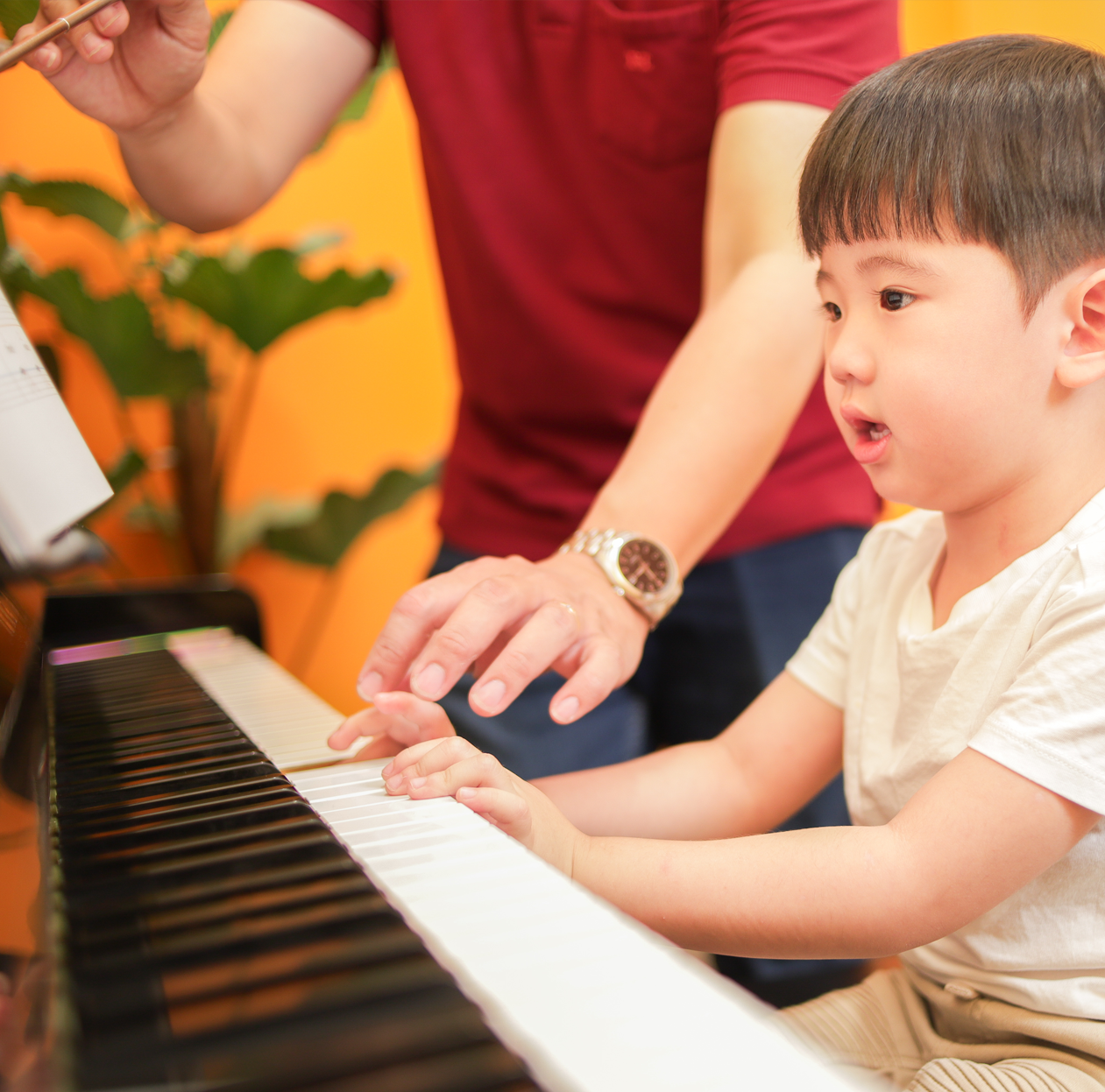 Piano student learning at Dandelion School of Music